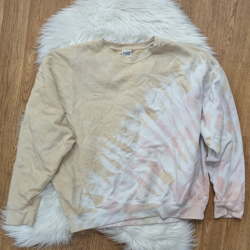 PINK Victoria's Secret Tie Dye Pull Over Sweatshirt Brown And Pink